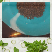 海のtouch:コーヒーの水色のボウル キッチンタオル (折り畳み)