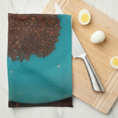 海のtouch:コーヒーの水色のボウル キッチンタオル (四つ折り)