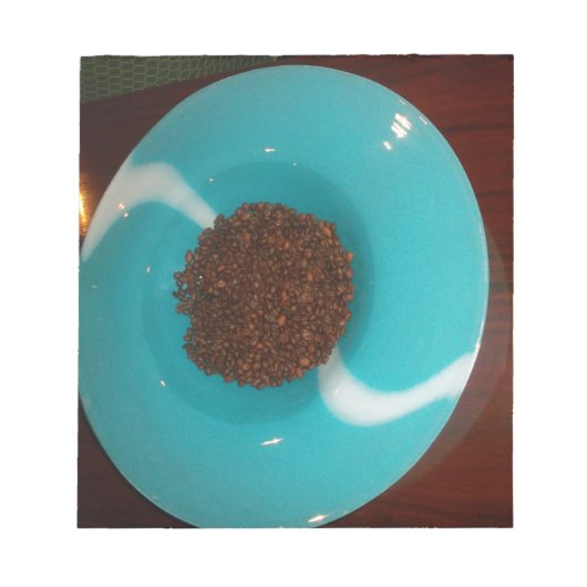 海のtouch:コーヒーの水色のボウル ノートパッド (正面)