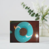 海のtouch：コーヒーの水色のボウル ポストカード (スタンド正面)