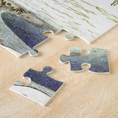 海のWoodblockの芸術によるヴィンテージの日本のな村 ジグソーパズル (側面)