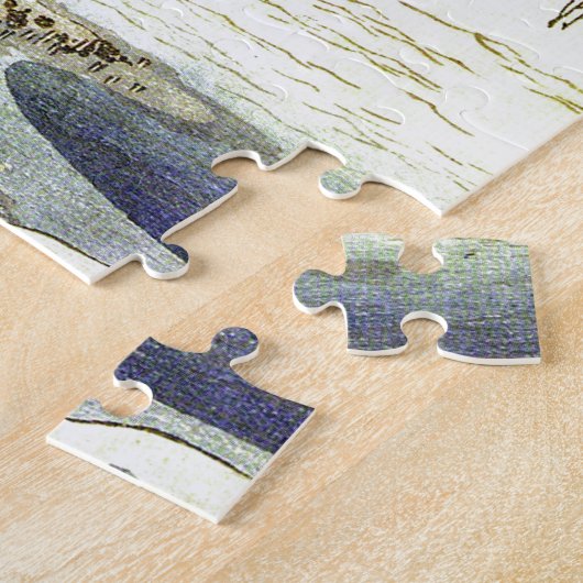 海のWoodblockの芸術によるヴィンテージの日本のな村 ジグソーパズル (側面)