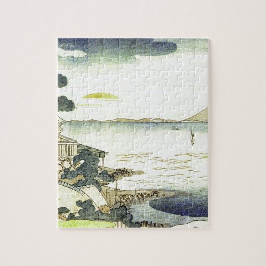 海のWoodblockの芸術によるヴィンテージの日本のな村 ジグソーパズル (縦)