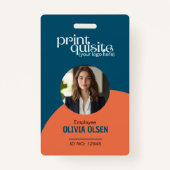 海はっきりしたブルーのオレンジ色IDカード – 従業員QRコード バッジ (正面)