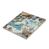 海はタイルの芸術の装飾的で青い海ガラスを浜に引き上げます タイル (側面)