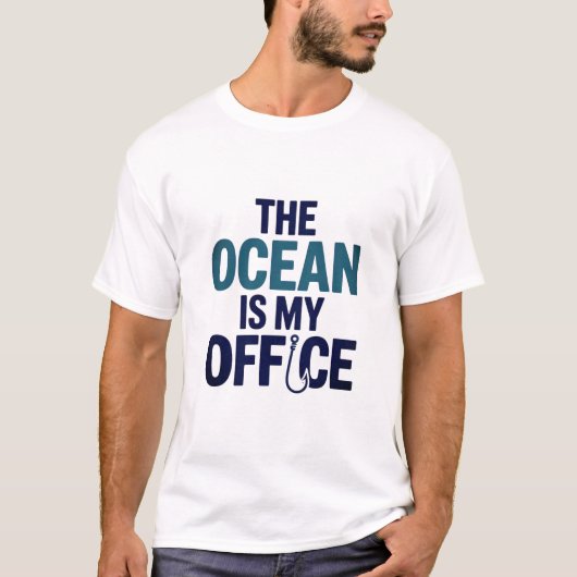 海はマイオフィスのおもしろい魚釣り引用文デザイン Tシャツ (正面)