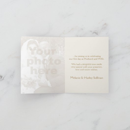 海は写真の結婚式のサンキューカードの中の芸術を殻から取り出します サンキューカード (内部)