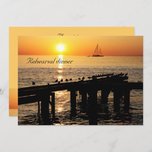 海は夕暮れにカモメのリハーサル晩餐会を開く 招待状 (正面/裏面)