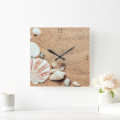 海は柱時計を殻から取り出します スクエア壁時計 (ホーム)