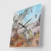海は水中を殻から取り出します スクエア壁時計 (傾斜)