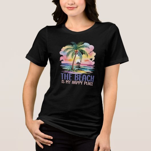 海は私の幸せな場所 トライブレンドTシャツ (正面)