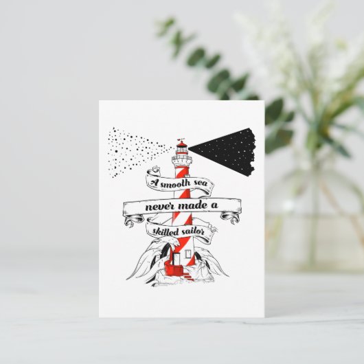 海は穏やかで熟練のセーラー灯台も作らなかった ポストカード (スタンド正面)