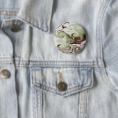 海は貝のSeafoamの緑のピンクの白い球を海綿で洗います 缶バッジ (インサイチュ)