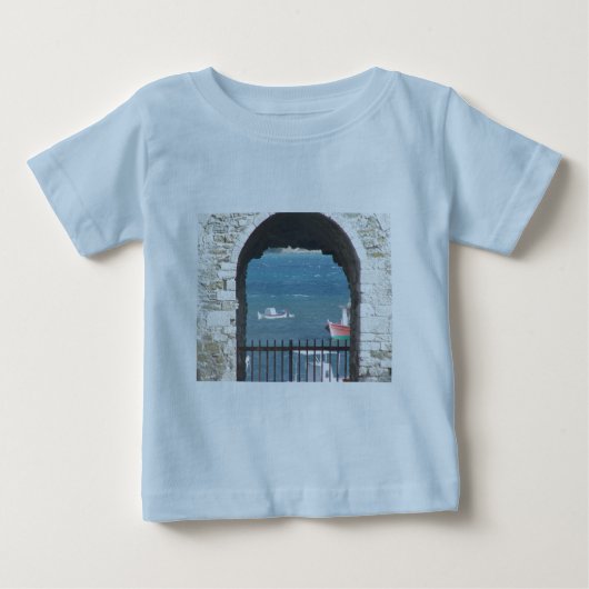 海へのギリシャのドア ベビーTシャツ (正面)