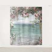 海へのフラワアーチ ウェディングプロップ タペストリー (正面)