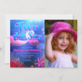 海への2人 フォト風景付き 招待状 (正面)