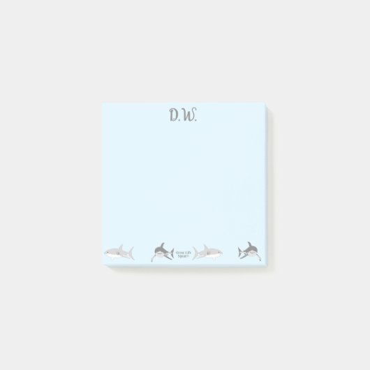 海よくはしゃぐシャークスブルーデザイン ポストイット (正面)
