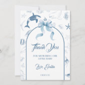 海よくはしゃぐブルーシーライフベビーシャワー サンキューカード (正面)