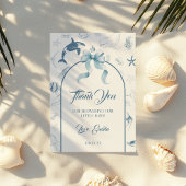 海よくはしゃぐブルーシーライフベビーシャワー サンキューカード