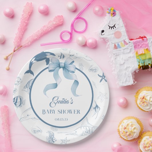海よくはしゃぐブルーシーライフベビーシャワー ペーパープレート (パーティー)