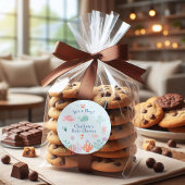 海よくはしゃぐ友達が男の子の赤ちゃんシャワーを浴びる ラウンドシール