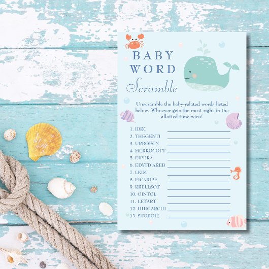 海よくはしゃぐ生活ベビー単語スクランブルゲーム チラシ