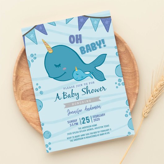 海をテーマにしたナルウィックの赤ちゃんシャワーの招待状 招待状