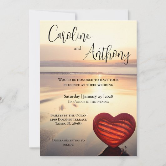 海をテーマにしたビーチウェディング 招待状 (正面)