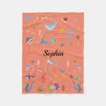 海をテーマにしたベビー、子供、大人の毛布
