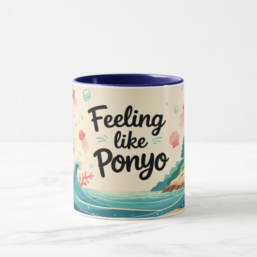 海をテーマにしたマグ日本のポンインスパイアヨ！ マグカップ (中央)