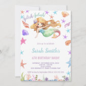 海をテーマにした女の子用パーティーカード 招待状 (正面)