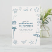 海をテーマにした引退祝いの招待状 招待状 (スタンド正面)