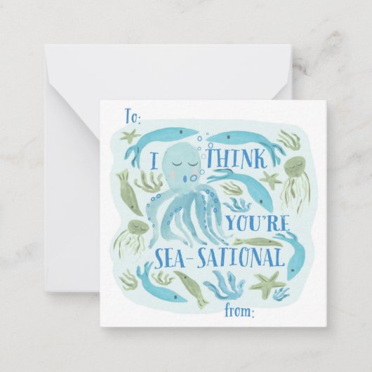 海をテーマにした教室バレンタイン ノートカード (正面)