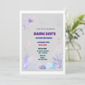 海をテーマにした第2の誕生日招待状カードの下 招待状 (スタンド正面)