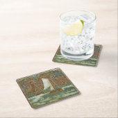 海をテーマにした航海のヴィンテージアート スクエアペーパーコースター (インサイチュ)