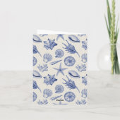 海をテーマにした青い貝殻の空白カード サンキューカード (裏面)