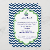 海をテーマにした1歳の誕生日招待状 招待状 (正面/裏面)