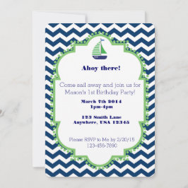 海をテーマにした1歳の誕生日招待状 招待状