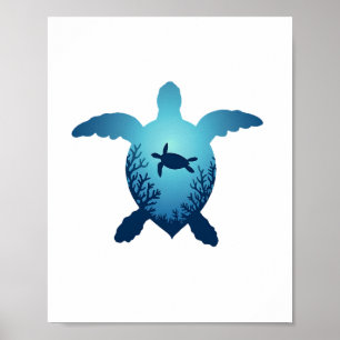 海をプラスチックフリーに 海ガメを救おう Tシャツ ポスター