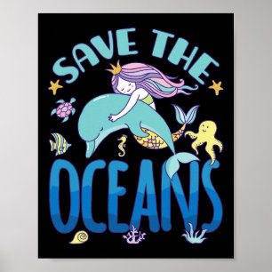 海を守ろう - 人魚とイルカ - 地球の日 ポスター