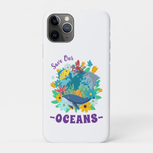 海を救おう 花 クジラ カラフル デザイン 地球 Case-Mate iPhoneケース (裏)