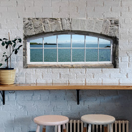 海を望む偽の窓きらめくアーチ ポスター