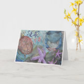 「海を楽しむ」水彩グリーティングカード カード (黄色い花)