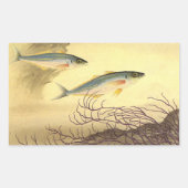 海を泳ぐマグロの魚 長方形シール (正面)