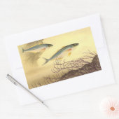 海を泳ぐマグロの魚 長方形シール (封筒)