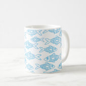 海を泳ぐ青い魚 コーヒーマグカップ (正面右)