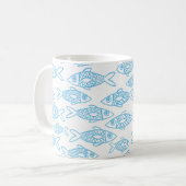海を泳ぐ青い魚 コーヒーマグカップ (正面左)
