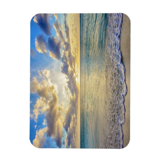 海を渡るアルバの夕日 マグネット (縦)