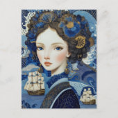 海を渡る女性のオランダ風肖像画 ポストカード (正面)