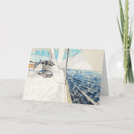 海を渡る帆船サーフィンのスケッチ カード (正面)